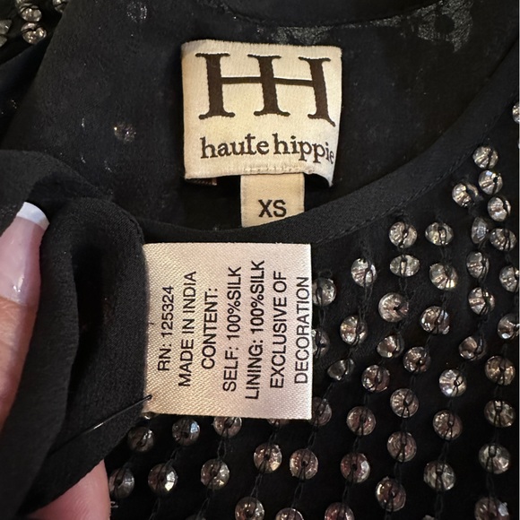 Haute Hippie Silk Rhinestone Beaded Sequin Mini Dress XS - Picture 7 of 9